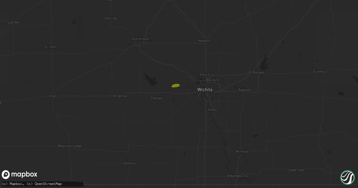 Hail map in Goddard, KS on June 9, 2023