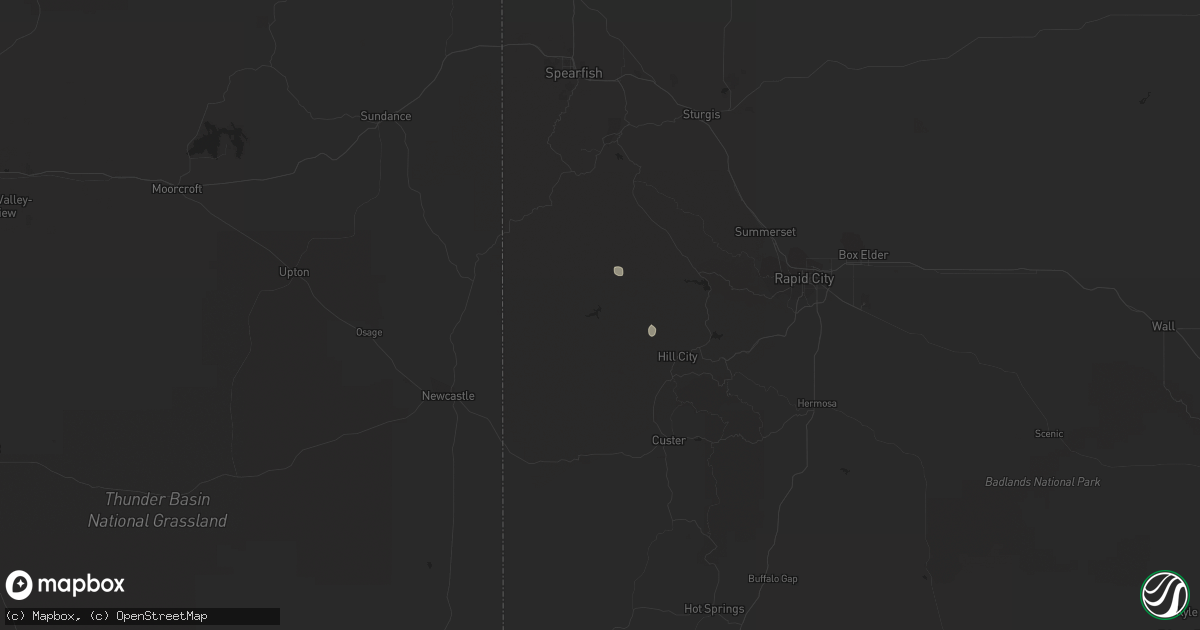 Hail map in Hill City, SD on June 9, 2023