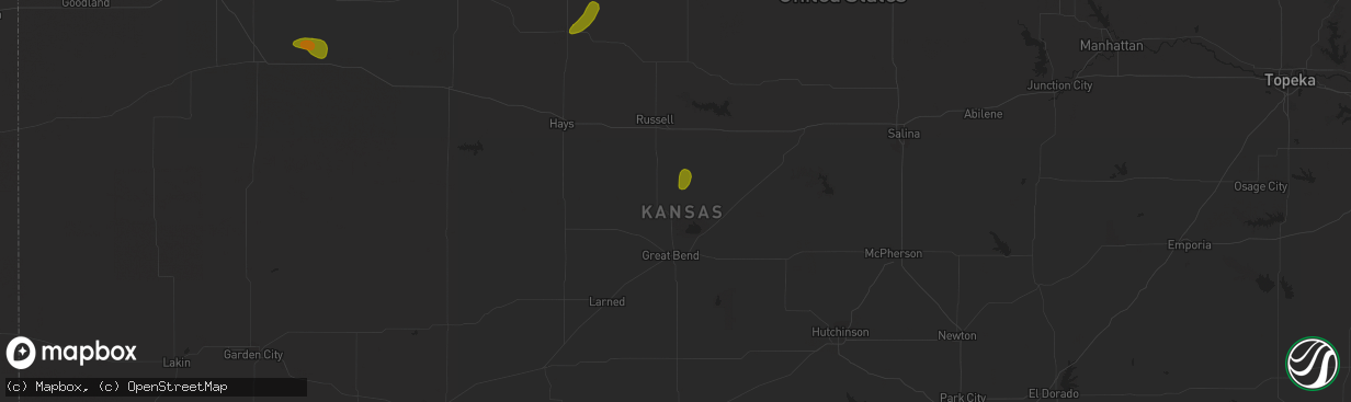 Hail map in Hoisington, KS on June 9, 2023