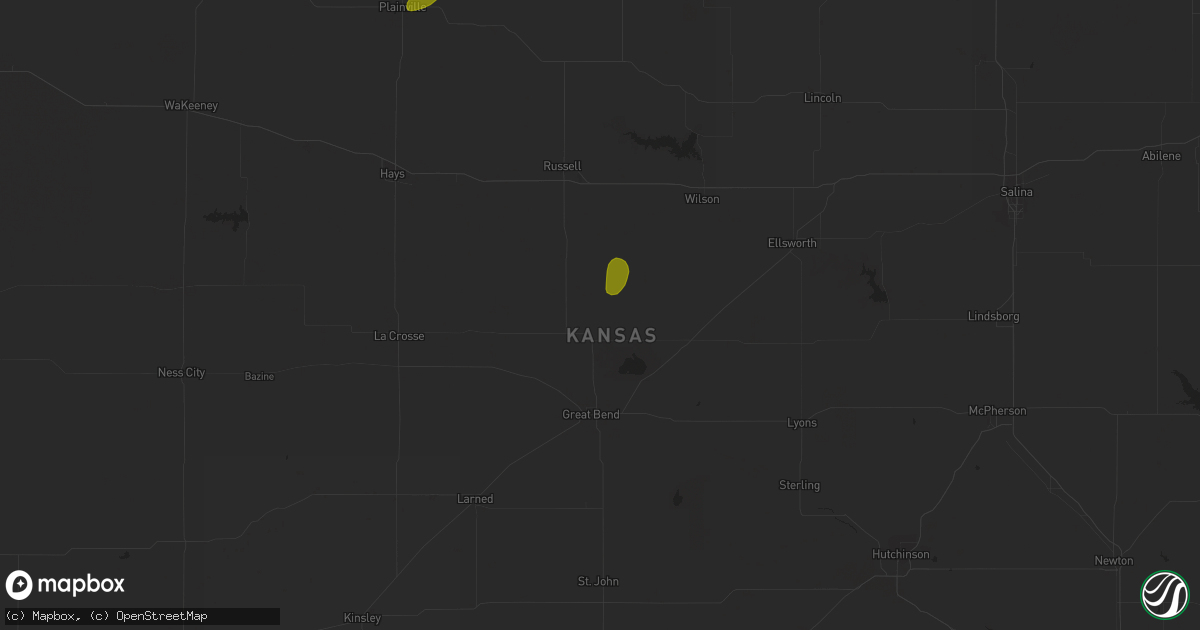 Hail map in Hoisington, KS on June 9, 2023