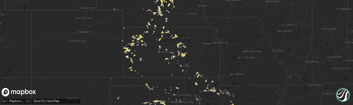 Hail map in Kansas on June 9, 2023