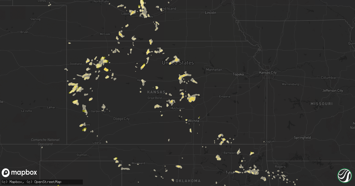 Hail map in Kansas on June 9, 2023
