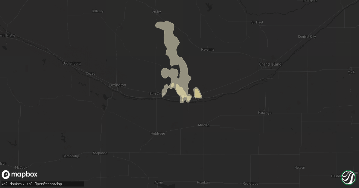 Hail map in Kearney, NE on June 9, 2023