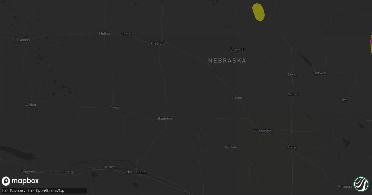 Hail map in Long Pine, NE on June 9, 2023