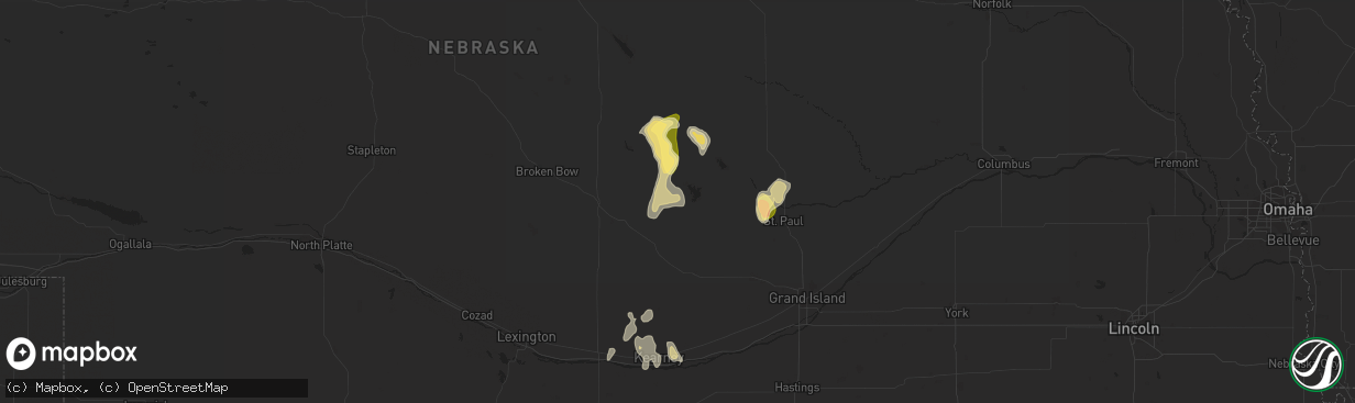 Hail map in Loup City, NE on June 9, 2023
