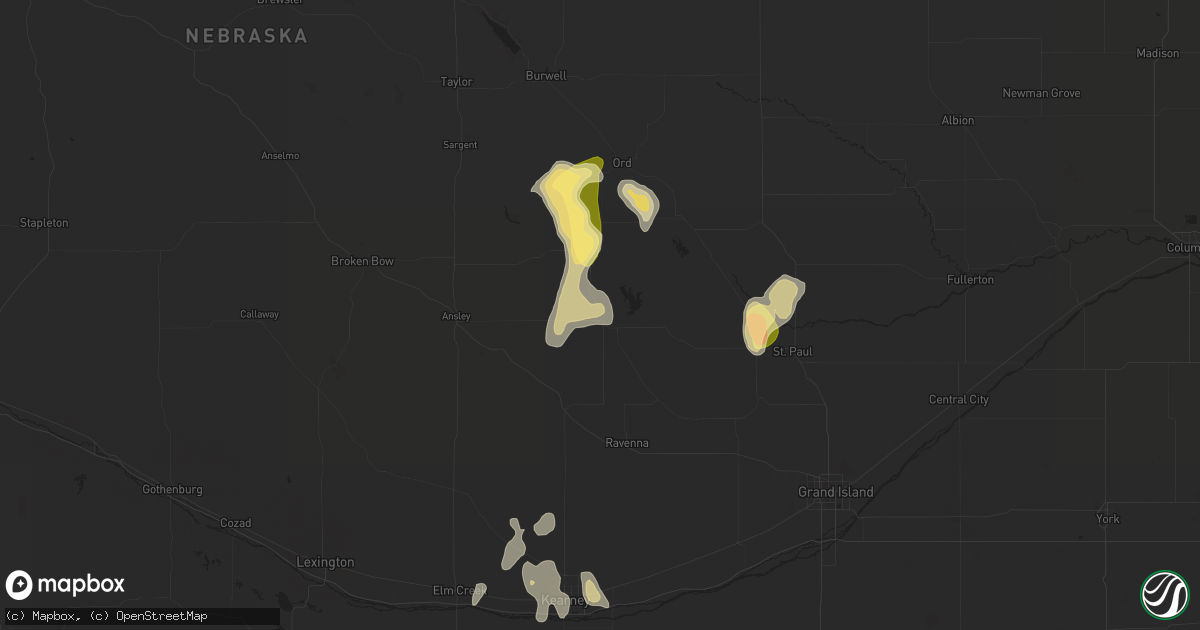 Hail map in Loup City, NE on June 9, 2023