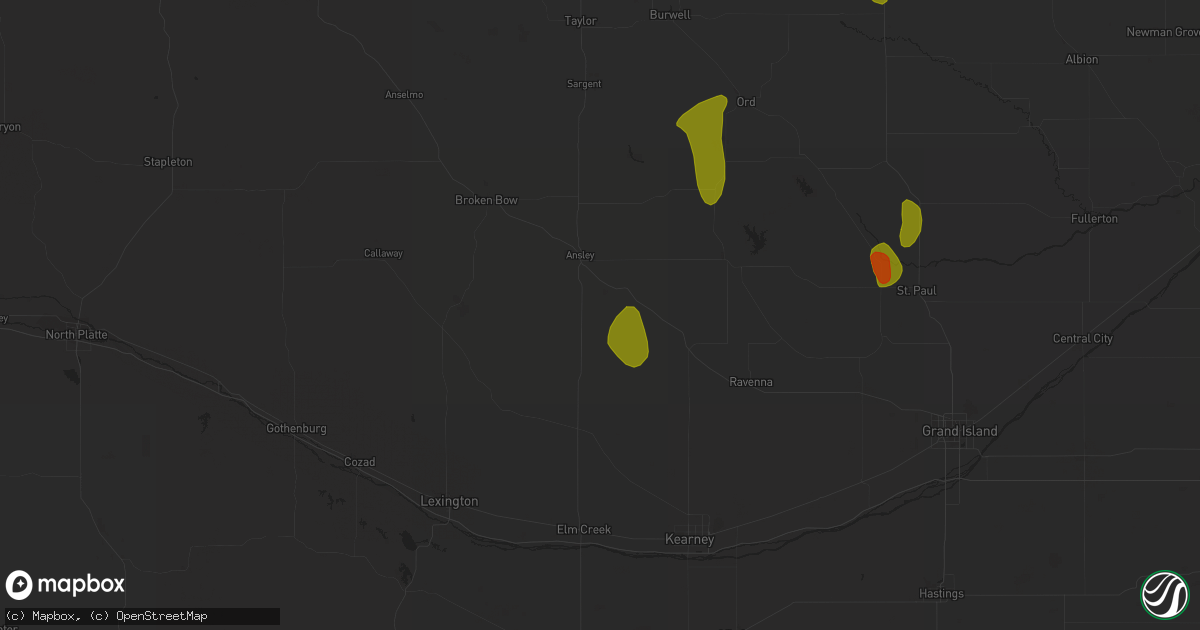 Hail map in Mason City, NE on June 9, 2023