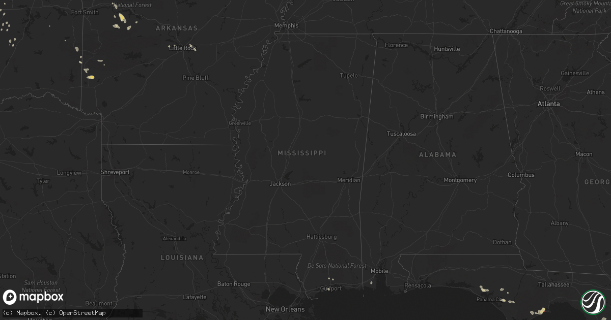 Hail map in Mississippi on June 9, 2023