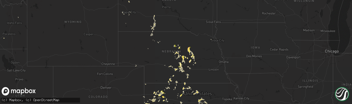 Hail map in Nebraska on June 9, 2023