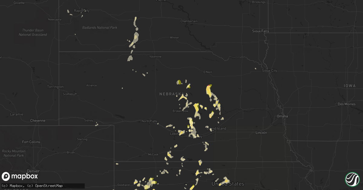 Hail map in Nebraska on June 9, 2023