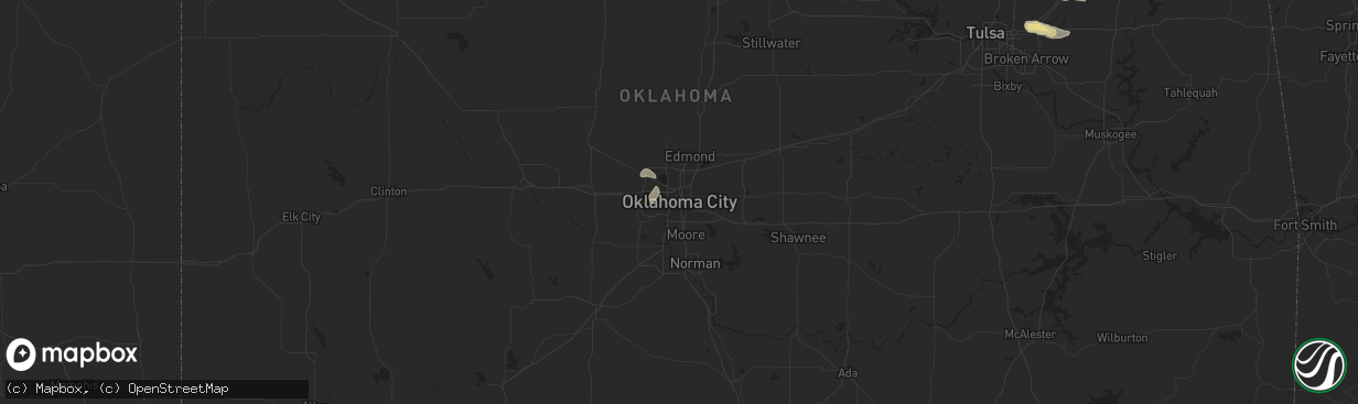 Hail map in Oklahoma City, OK on June 9, 2023