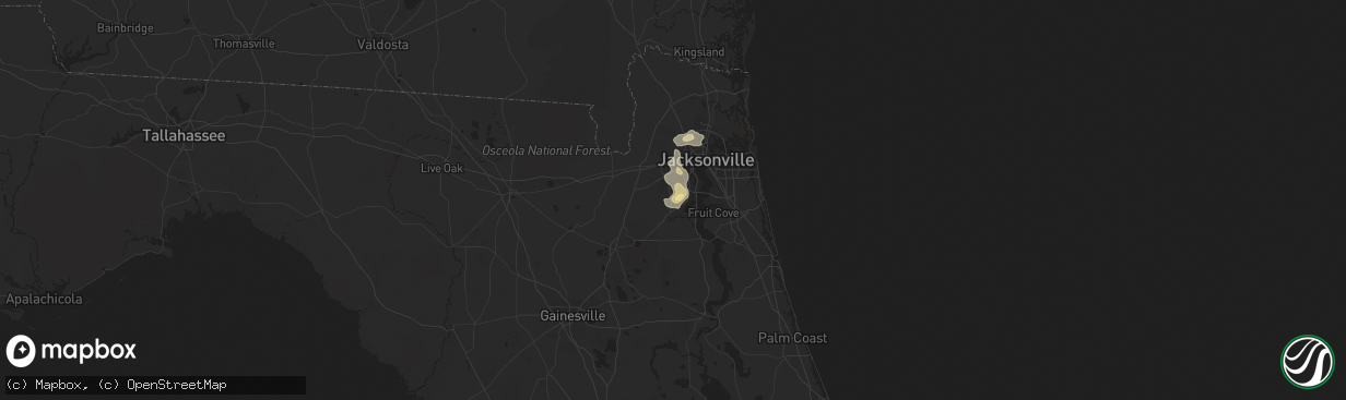 Hail map in Orange Park, FL on June 9, 2023