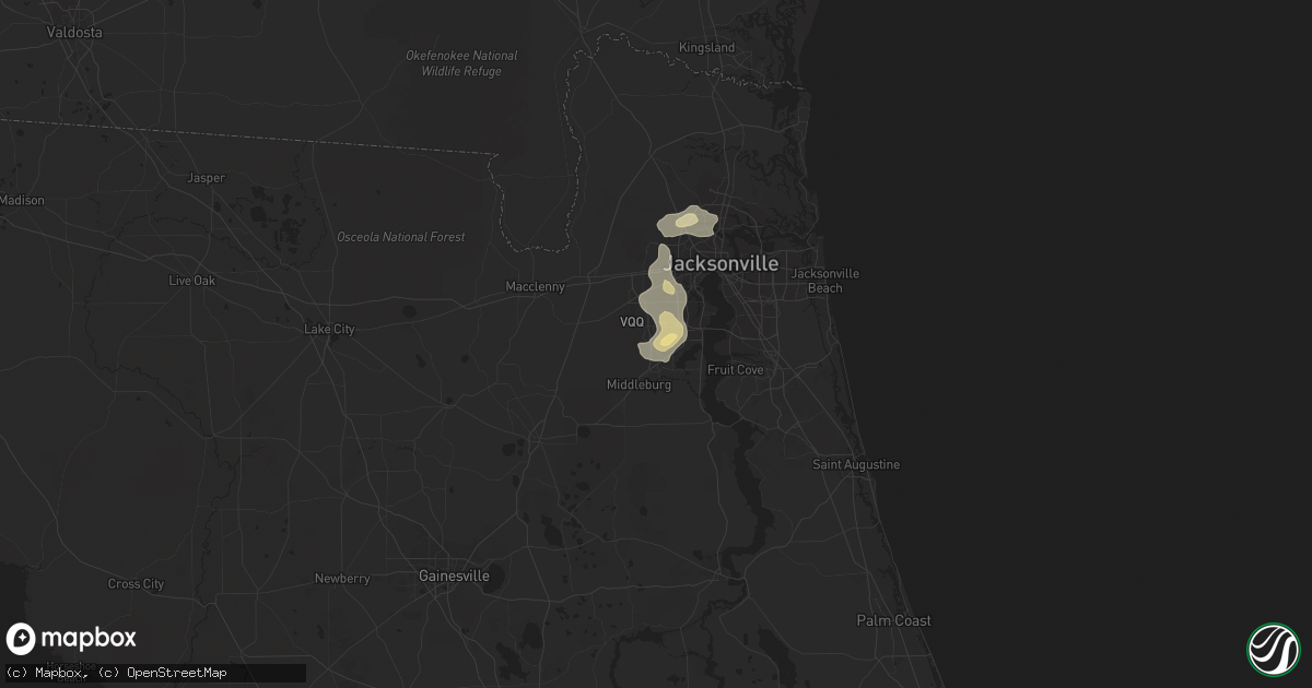 Hail map in Orange Park, FL on June 9, 2023