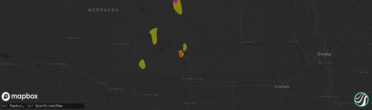 Hail map in Saint Paul, NE on June 9, 2023