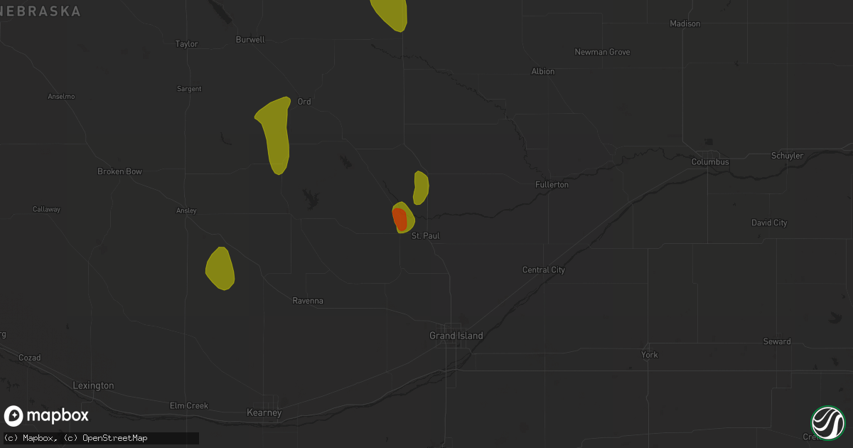 Hail map in Saint Paul, NE on June 9, 2023