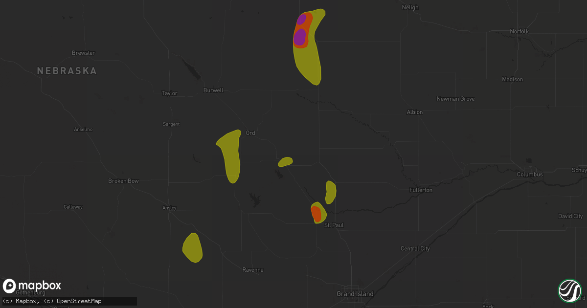 Hail map in Scotia, NE on June 9, 2023