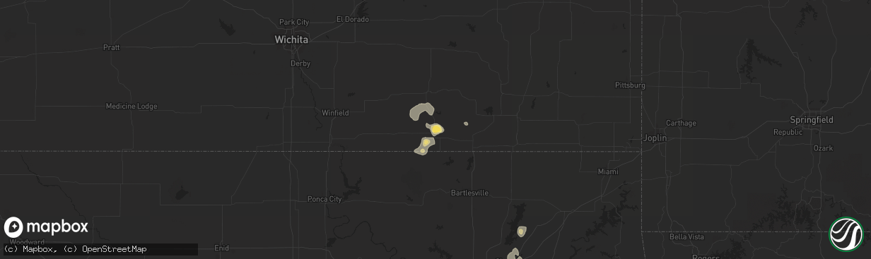 Hail map in Sedan, KS on June 9, 2023