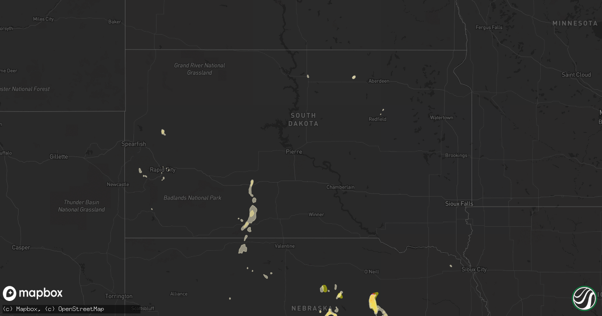 Hail map in South Dakota on June 9, 2023