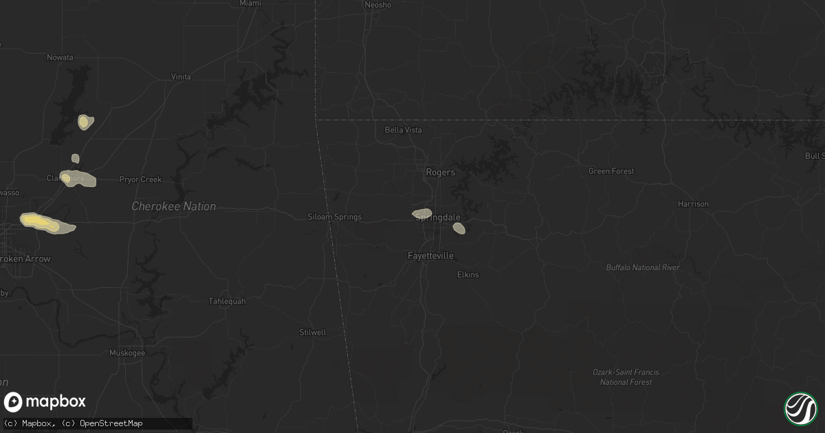Hail map in Springdale, AR on June 9, 2023