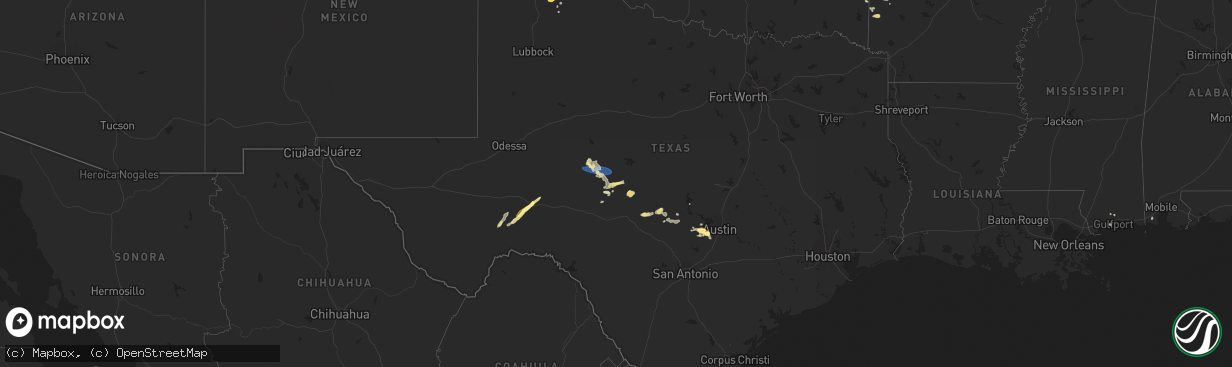 Hail map in Texas on June 9, 2023