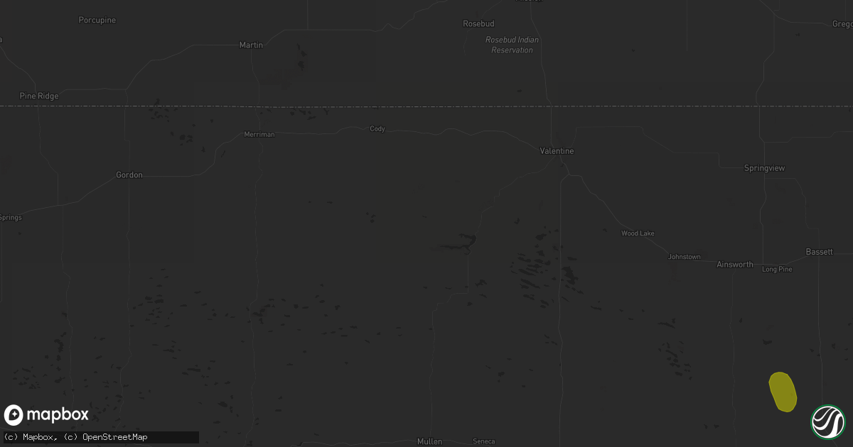 Hail map in Wolbach, NE on June 9, 2023