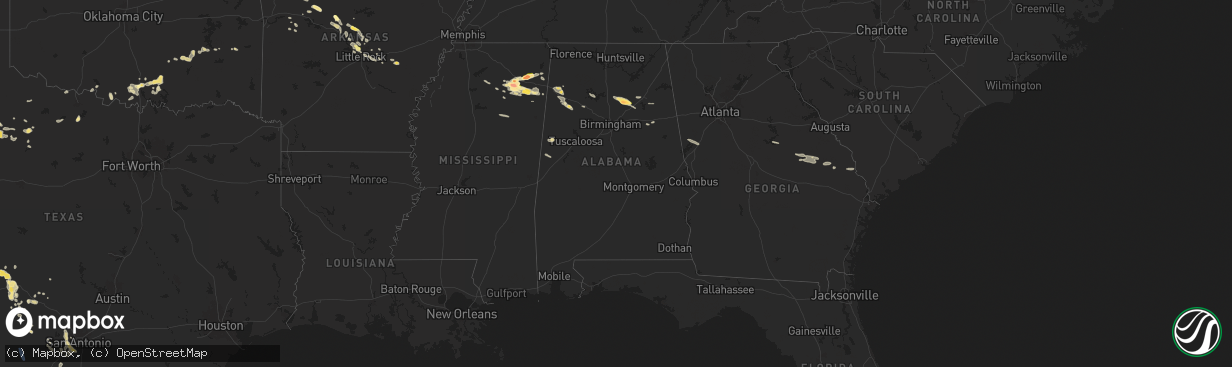 Hail map in Alabama on June 9, 2024