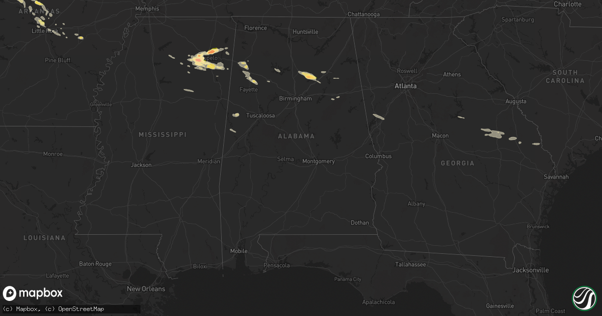 Hail map in Alabama on June 9, 2024