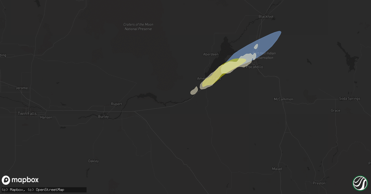 Hail map in American Falls, ID on June 9, 2024