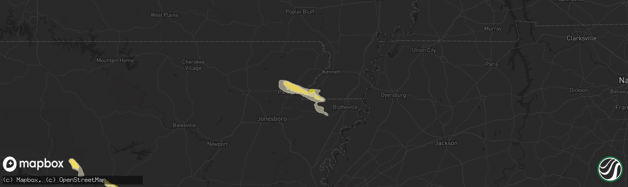 Hail map in Arbyrd, MO on June 9, 2024