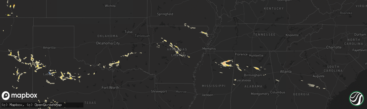Hail map in Arkansas on June 9, 2024