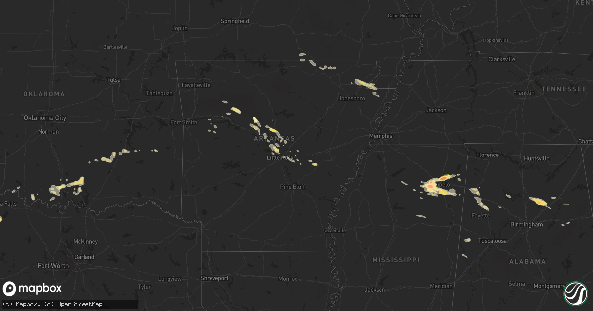 Hail map in Arkansas on June 9, 2024