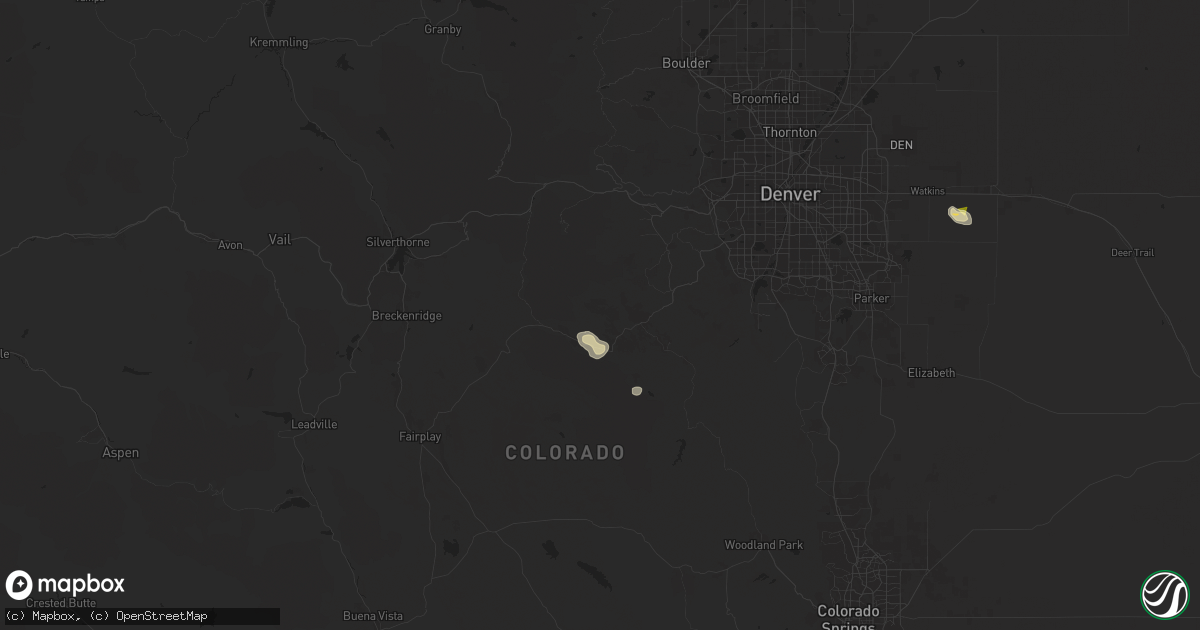 Hail map in Bailey, CO on June 9, 2024