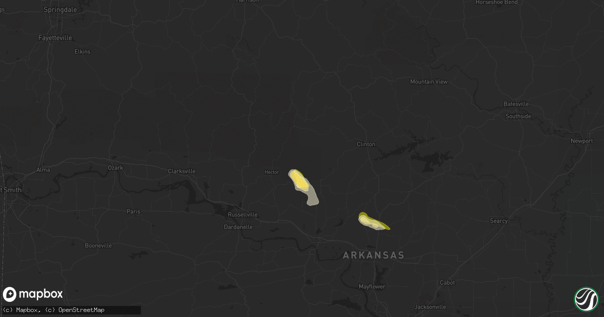 Hail map in Jerusalem, AR on June 9, 2024