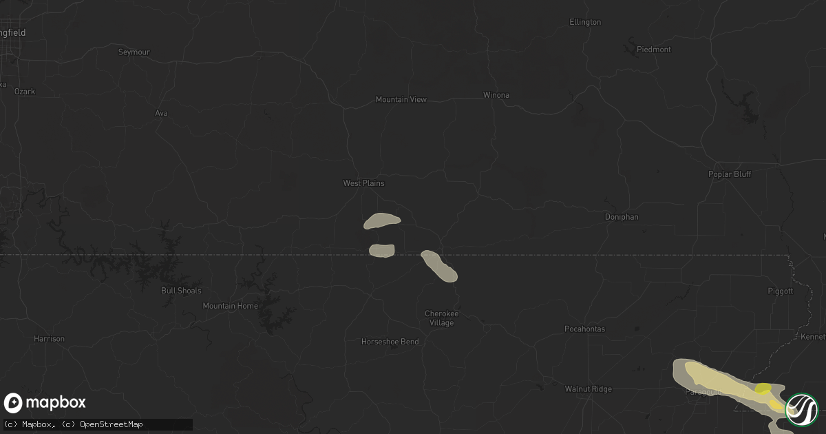 Hail map in Koshkonong, MO on June 9, 2024