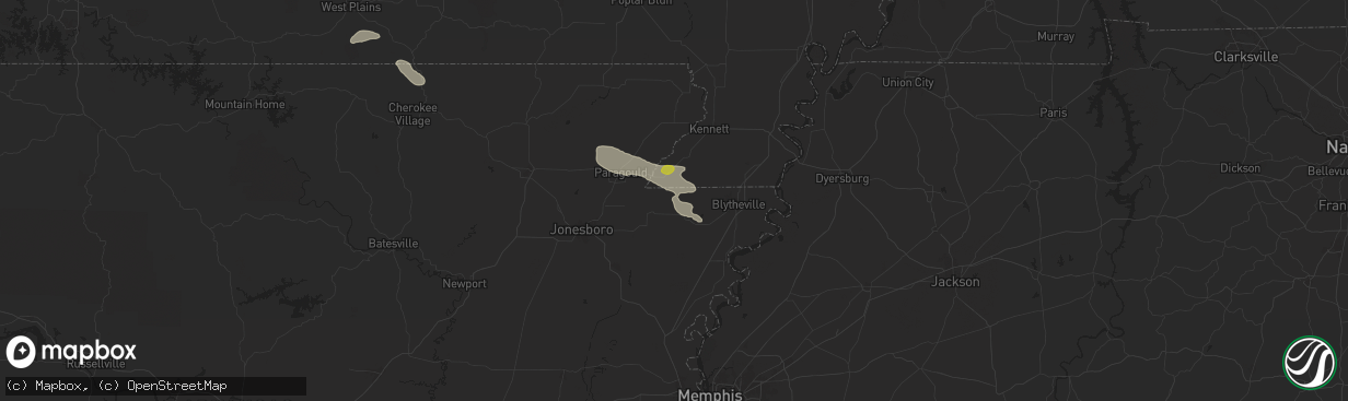 Hail map in Leachville, AR on June 9, 2024