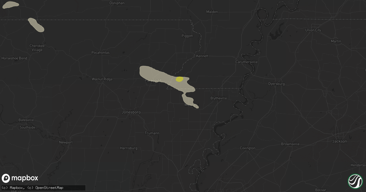 Hail map in Leachville, AR on June 9, 2024
