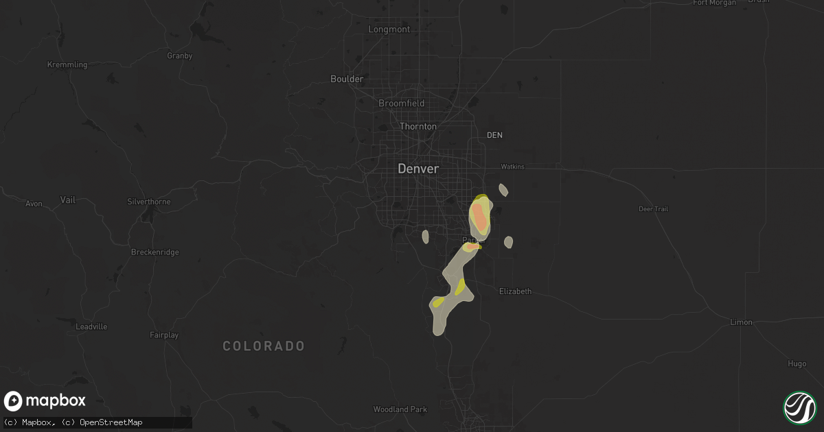 Hail map in Littleton, CO on June 9, 2024