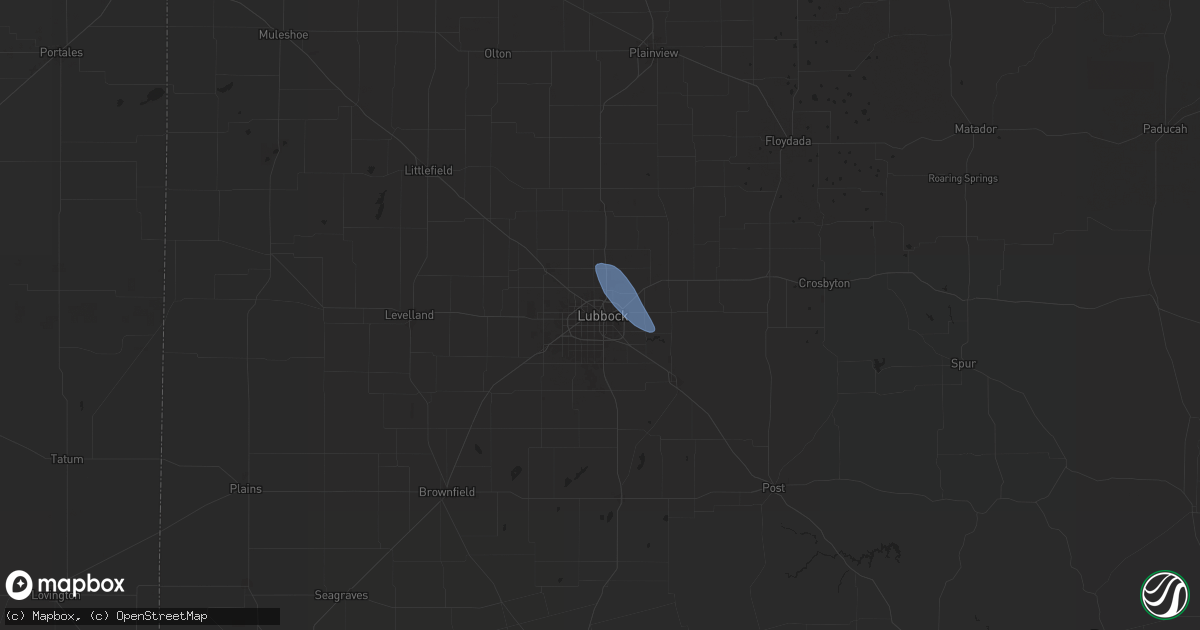 Hail map in Lubbock, TX on June 9, 2024