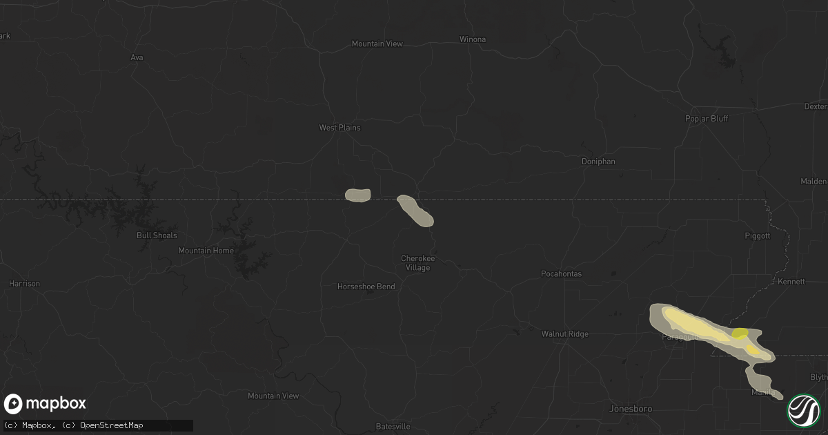 Hail map in Mammoth Spring, AR on June 9, 2024