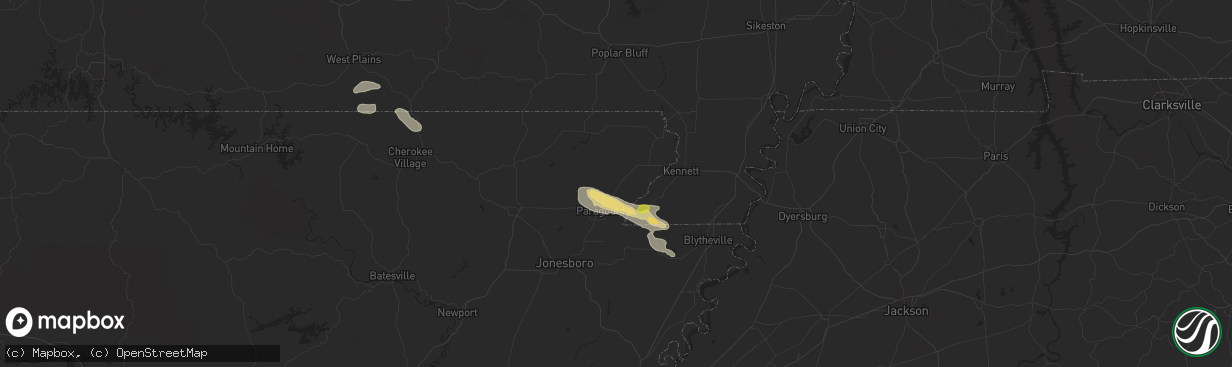 Hail map in Marmaduke, AR on June 9, 2024