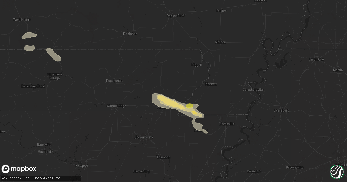 Hail map in Marmaduke, AR on June 9, 2024