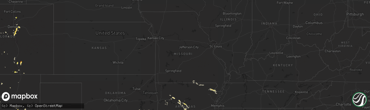 Hail map in Missouri on June 9, 2024