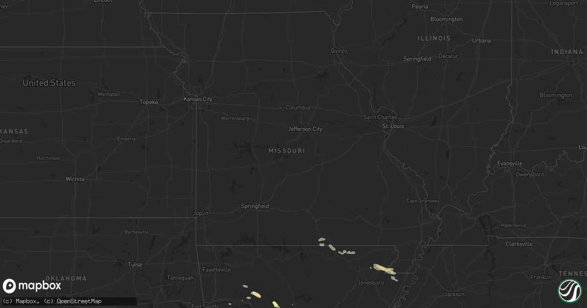 Hail map in Missouri on June 9, 2024