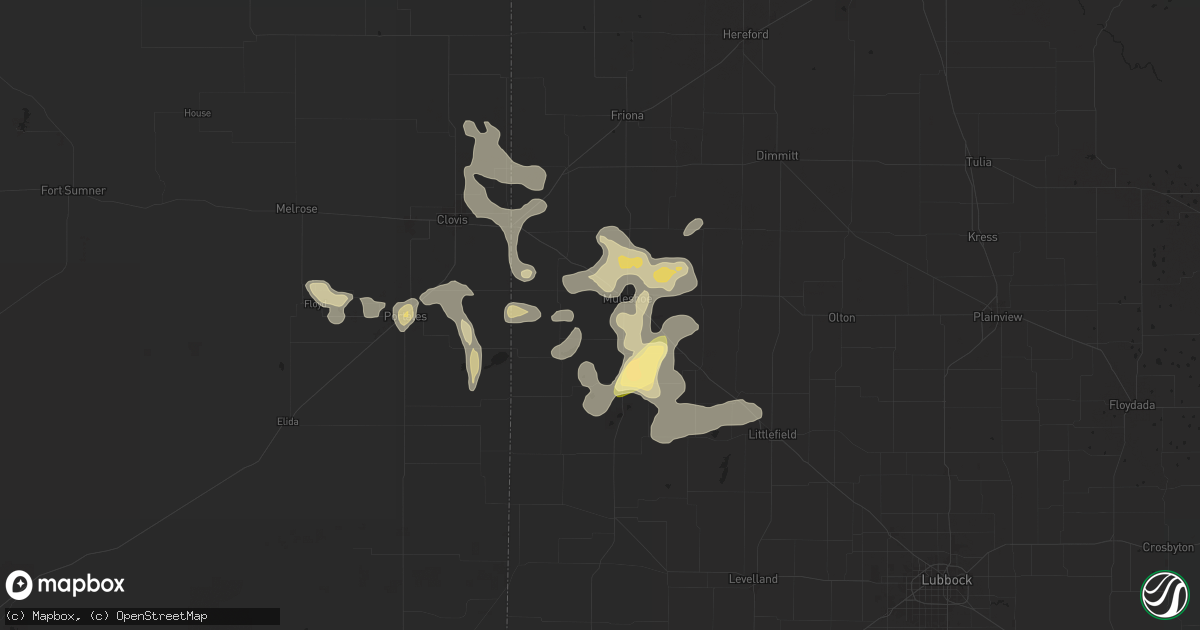 Hail map in Muleshoe, TX on June 9, 2024