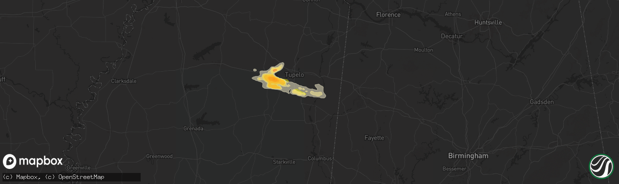 Hail map in Nettleton, MS on June 9, 2024