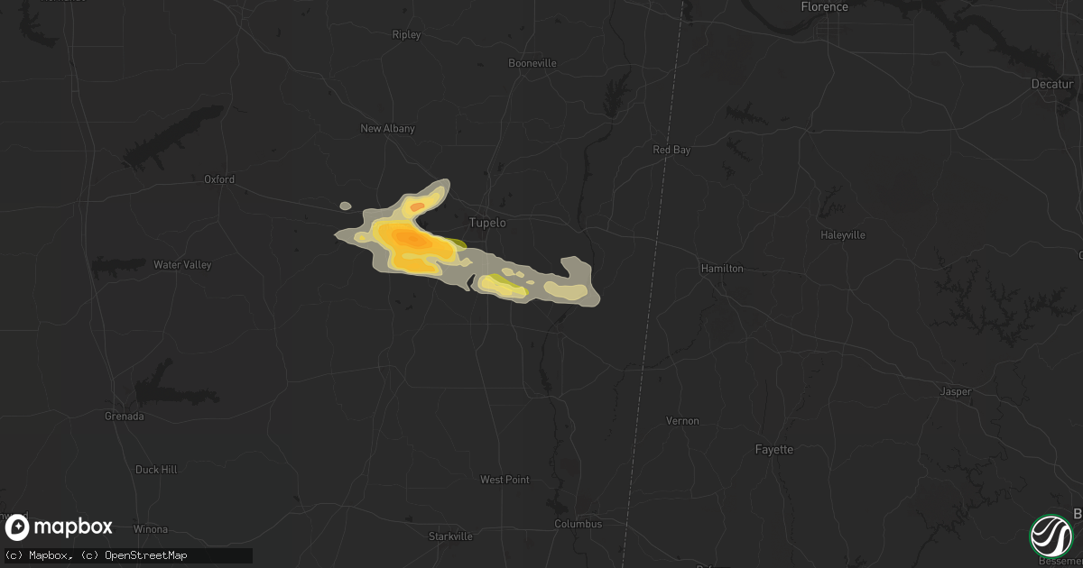 Hail map in Nettleton, MS on June 9, 2024