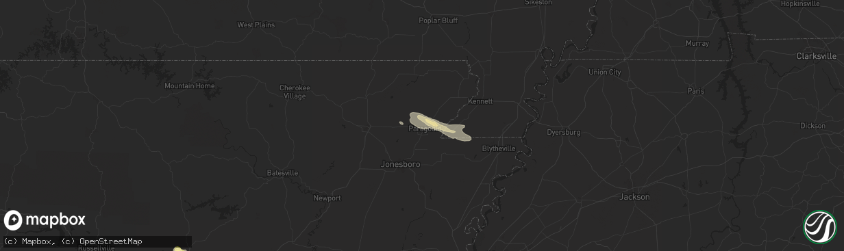 Hail map in Paragould, AR on June 9, 2024