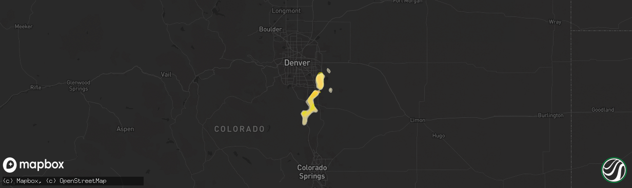 Hail map in Parker, CO on June 9, 2024