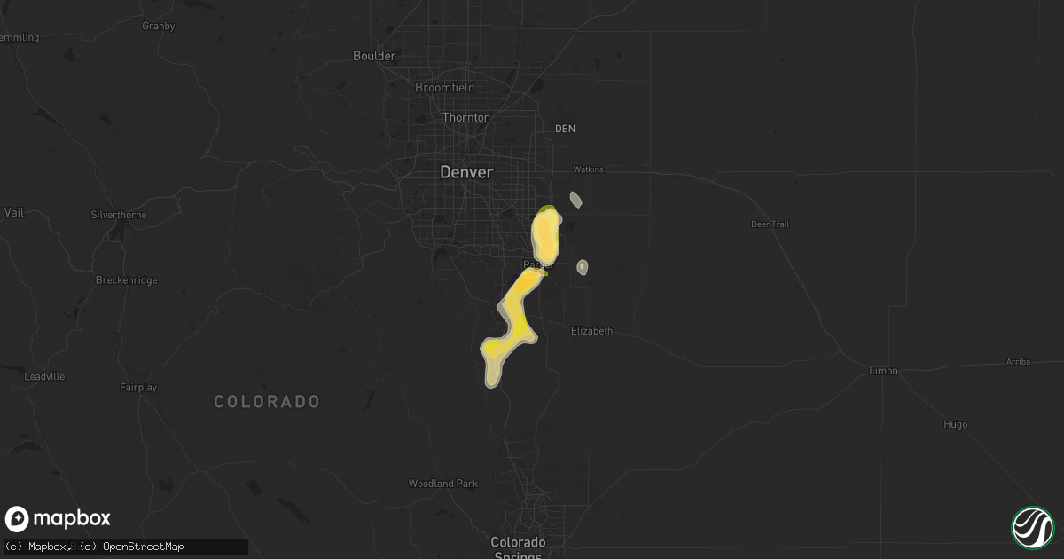 Hail map in Parker, CO on June 9, 2024