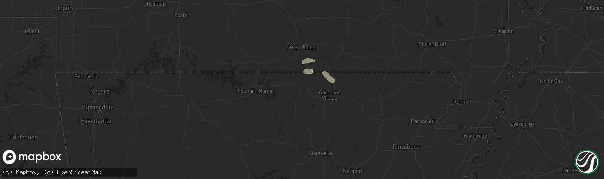 Hail map in Salem, AR on June 9, 2024